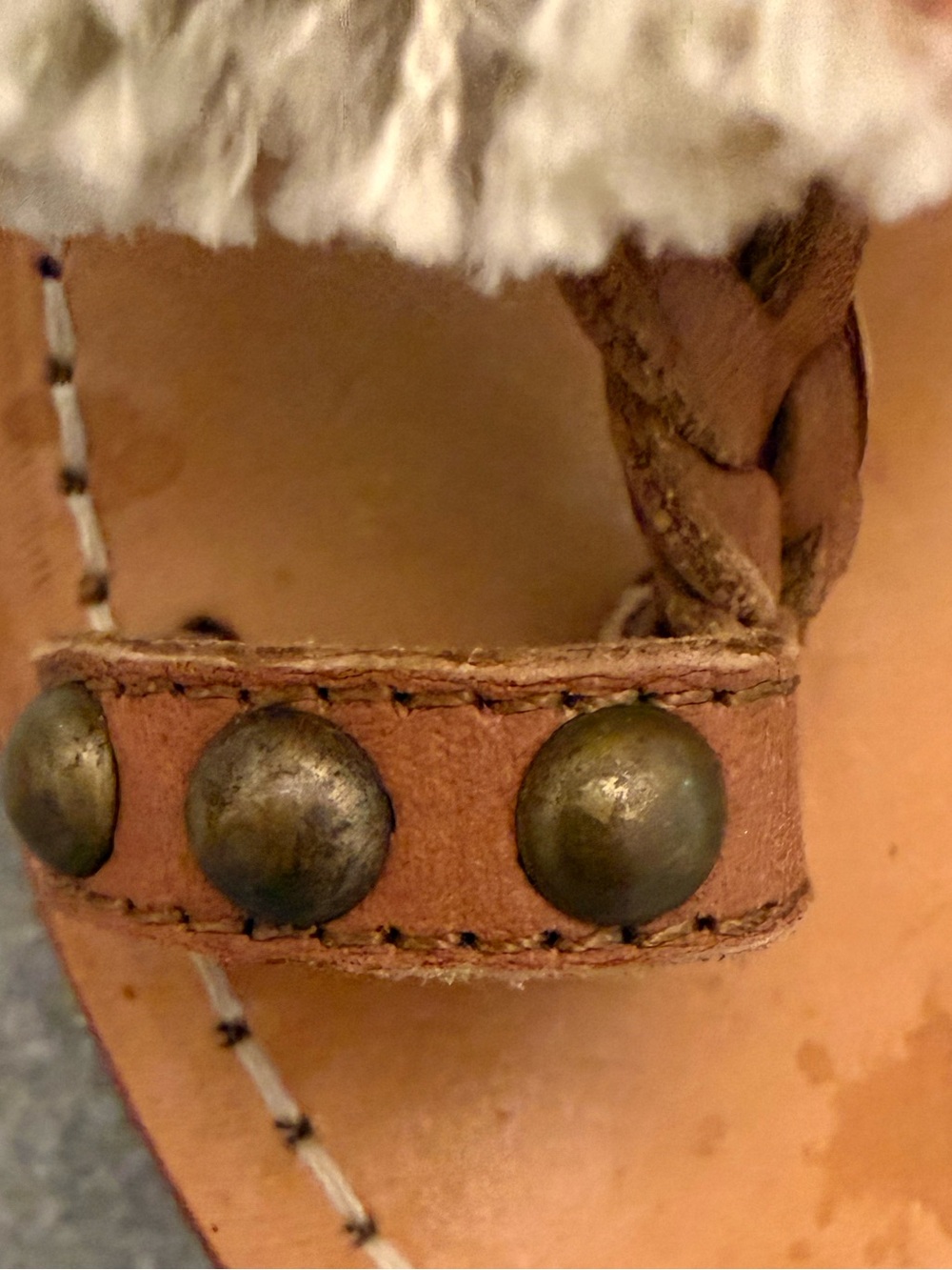Ulla Johnson Mia Tassel Slide Sandal Cognac Leather Studded EU 37 US 6.5 - Picture 9 of 12